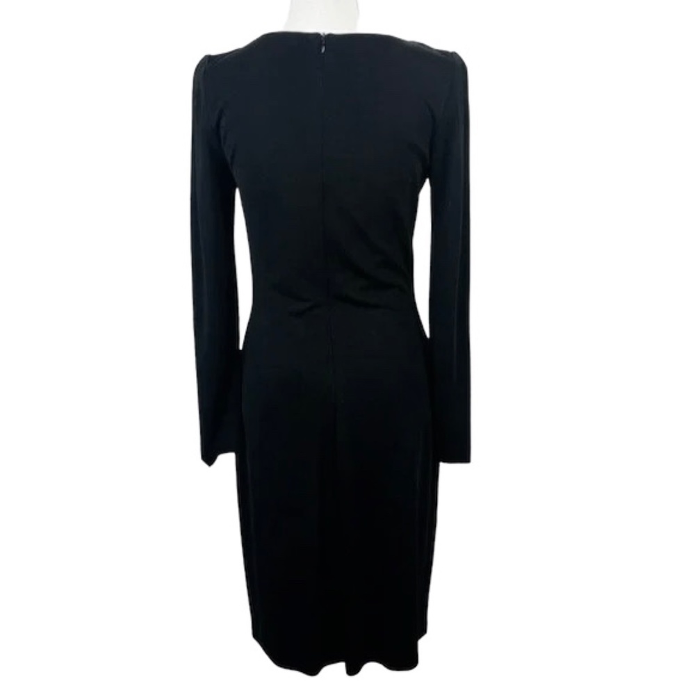 David Meister Dress Asymmetrical Keyhole Neckline Long Sleeve | Black | 10 - Picture 2 of 10